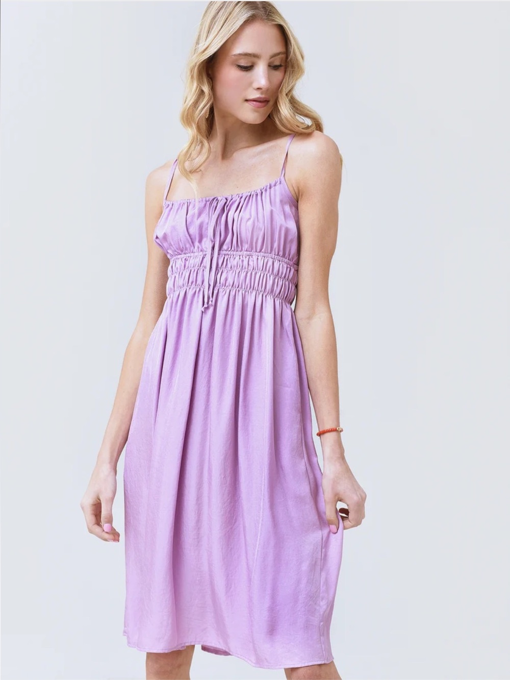 Ciao Lucia Gabriela Eco Satin Lilac Midi Dress NEW NWT